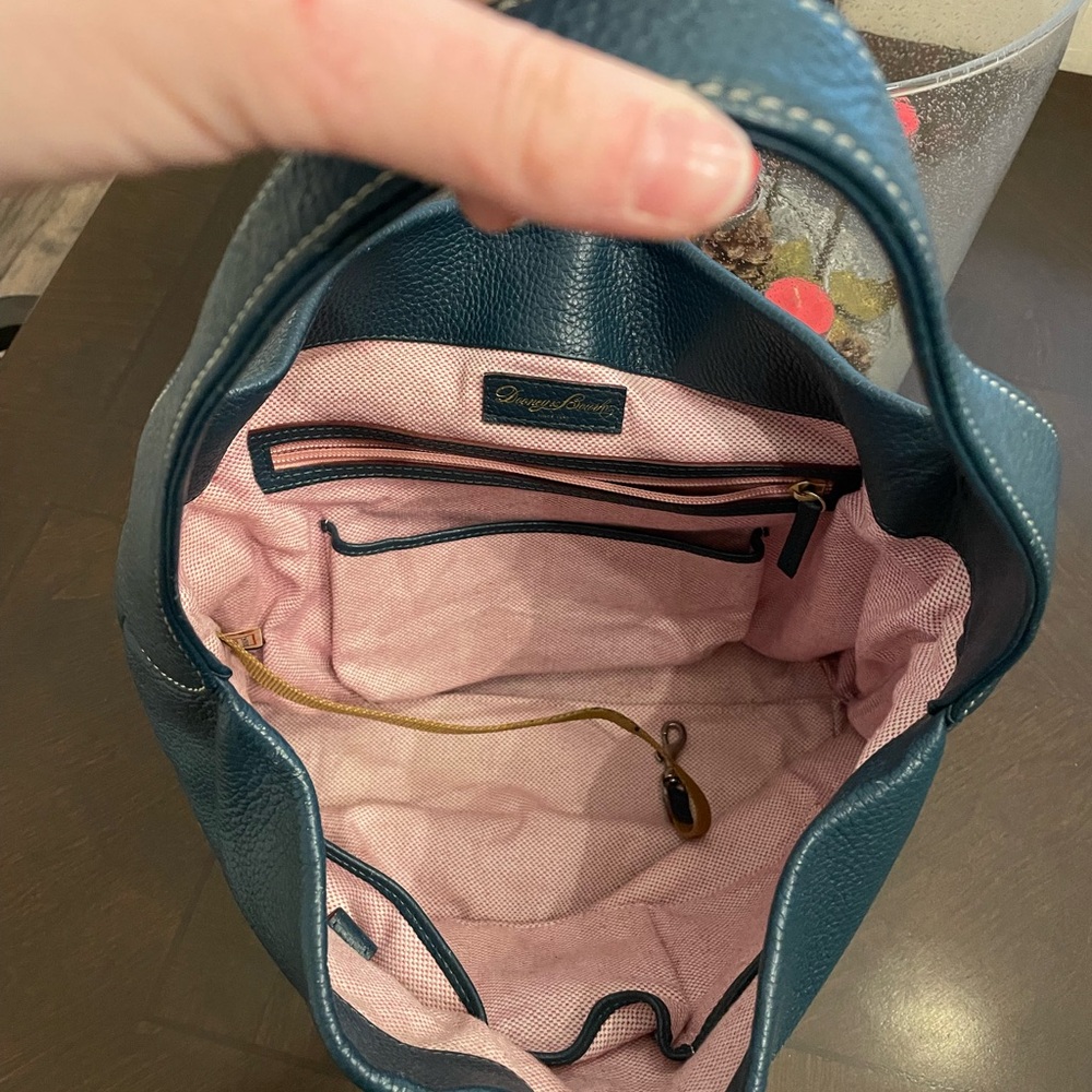 USED Dooney & Bourke Blue Leather Hobo Shoulder Bag with Coin Pouch - Picture 5 of 6